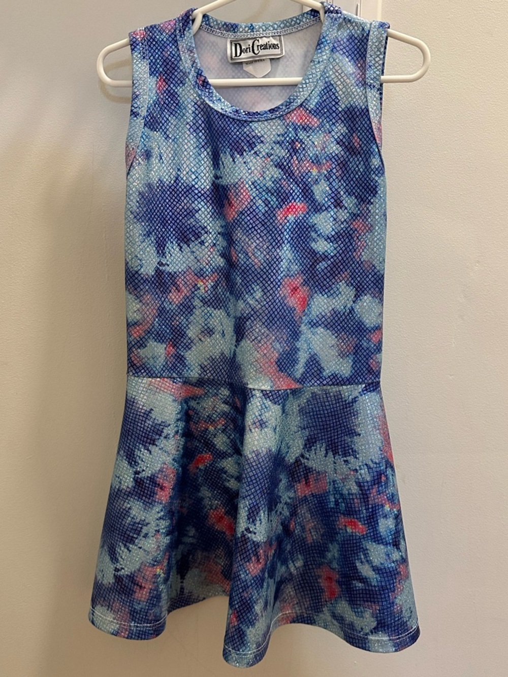 Dori Creations Girls Sparkly Metallic Tie-Dye Sleeveless Skater Dress Size 5